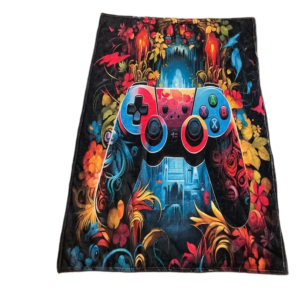 Colorful Gaming Controller Blanket fleece throw blanket
